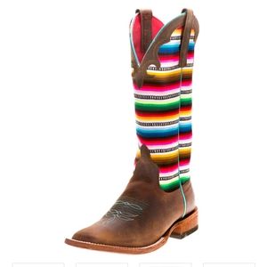 MACIE BEAN M9078 "Pancho & Lefty" Serape & brown leather cowgirl boots sz 6.5